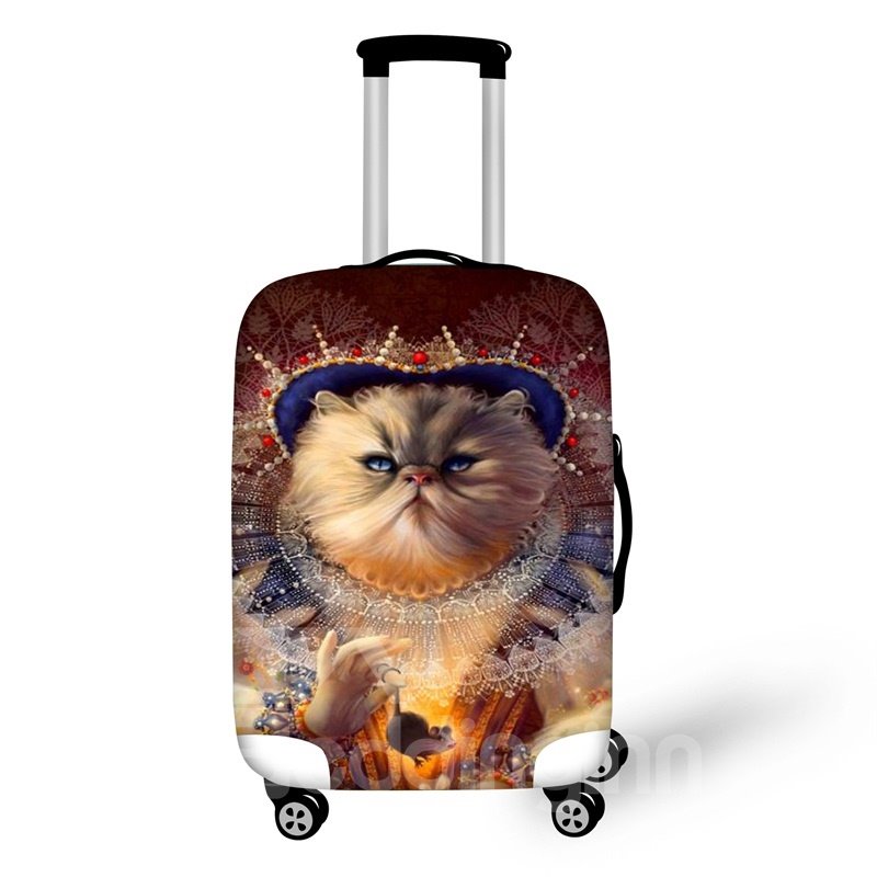 3D Printing Big Face Cat Spandex Travel Dust proof Luggage Cover