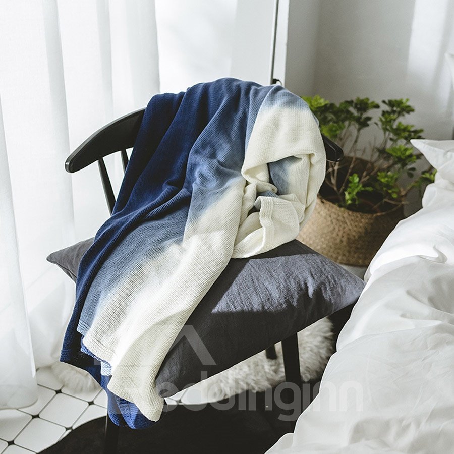 Manta de punto suave de algodón degradado de color puro