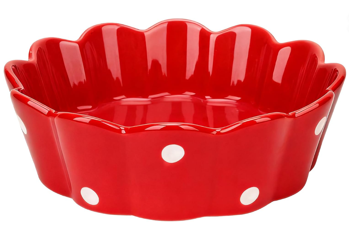 Cat Basic Bowl, Polka Dot Ceramic Pet Food Dish, Non-Slip Bottom Design for Kittens and Small Dogs