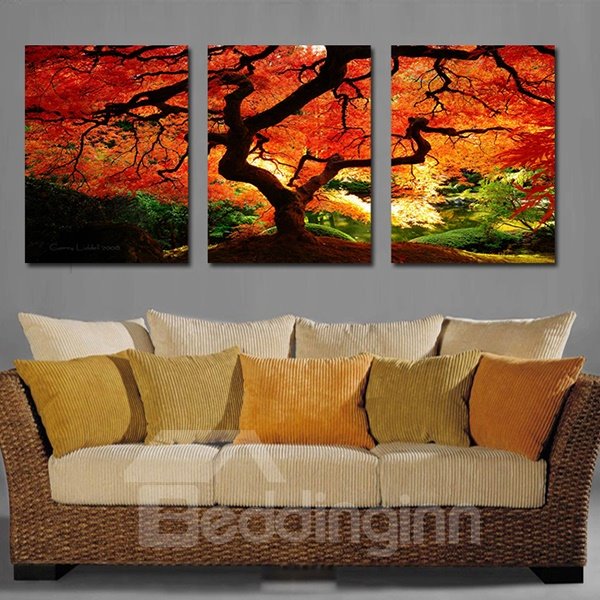 Unique Thickly Maple Tree 3-Panel Canvas Wall Art Prints