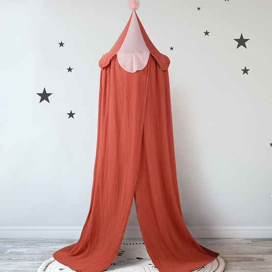 Nordic Style Orange Bed Curtains Children's Room Decoration Tents Dome Children's Indoor Play House Bed Nets