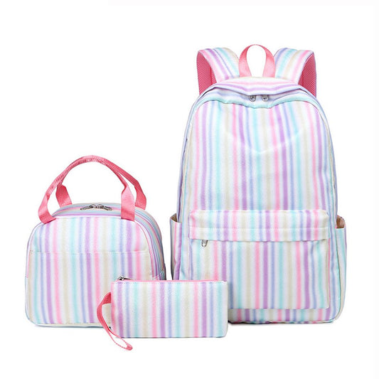 Mochilas escolares para niños y niñas, conjunto de bolsos impermeables con estampado de rayas, mochilas de escuela primaria, 3 uds. 