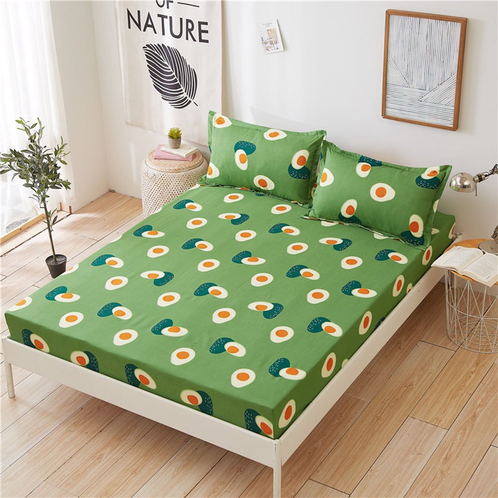 Sábana bajera con estampado de aguacate verde, funda de cama de poliéster suave y transpirable que no se decolora, Funda de colchón, 1 pieza 