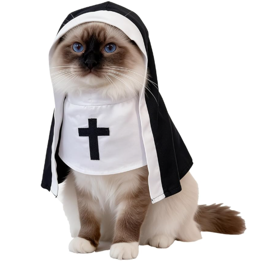 Cat Costume Nun Dress,Nun Cat Costume for Cats and Small Dogs，Large