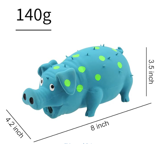 Andiker Dog Squeaky Toy, Dots Latex Dog Chew Toys with a Oinks Sound Squeaker Grunting Pig Dog Toy Durable Self Play 8" Dogs Squeeze Toy for Dental Biting Chasing to Kill Boring Time (Blue)