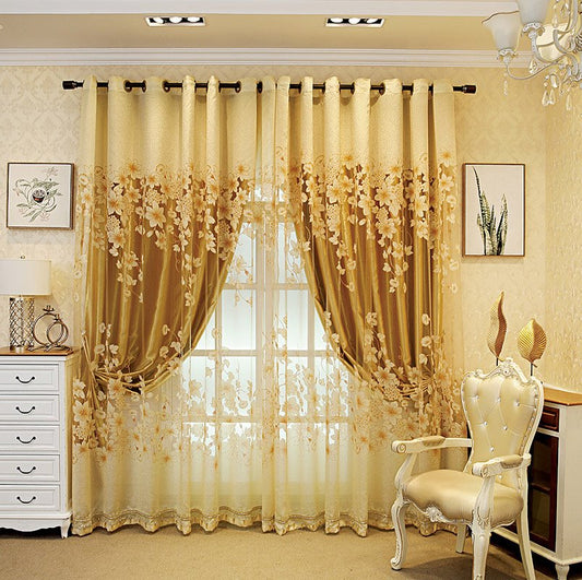 European Ventilate Living Room Sheer Curtains Environment-friendly Material Exquisite Embroidery to Show Taste and Luxury No Pilling No Fading No off-lining