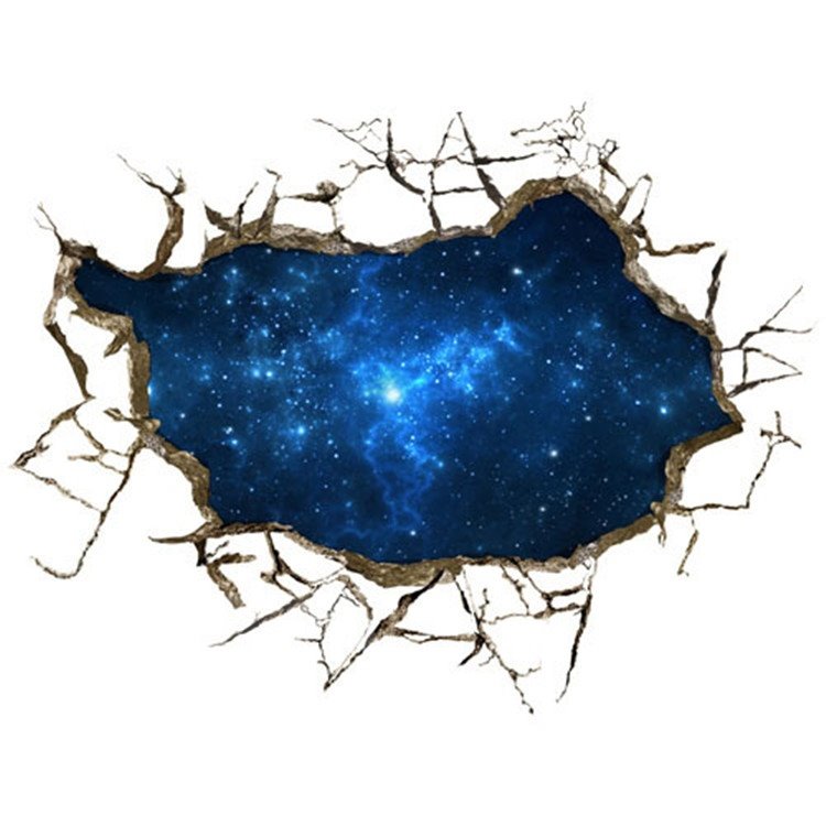 Blue Alluring Creative 3D Broken Starry Sky Scenery Wall Sticker