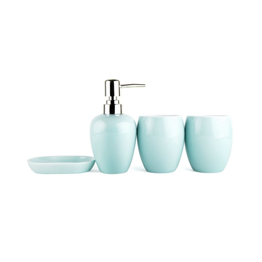 Accesorios de baño de 4 piezas de cerámica esmaltada de color claro
