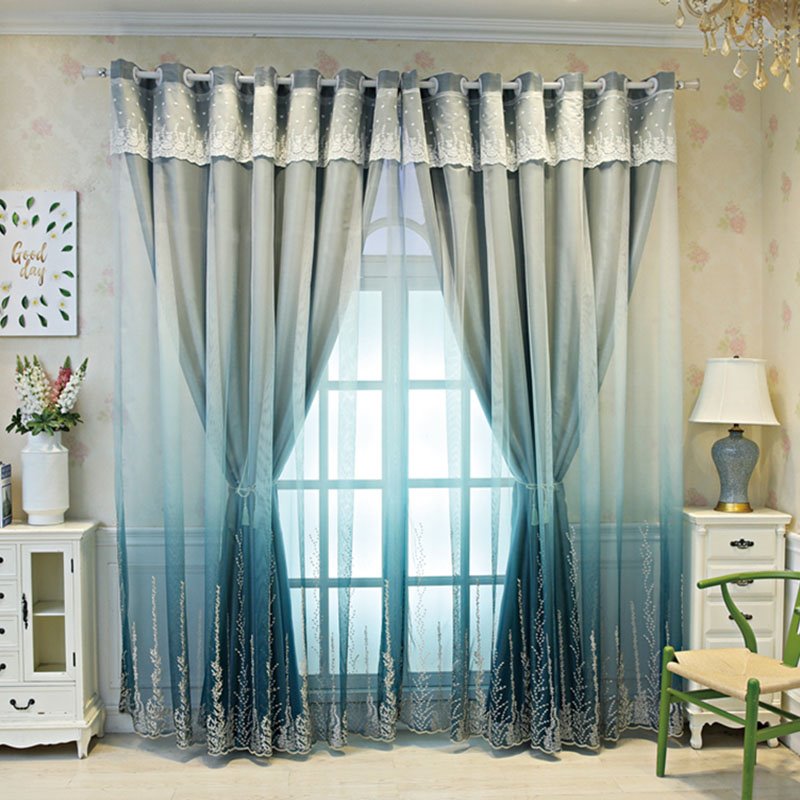 Custom European Decoration Blackout Sheer and Lining Curtain Sets for Living Room Bedroom