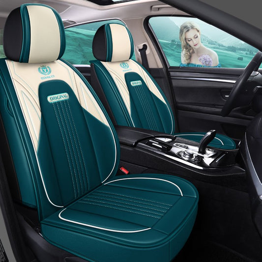 Simple Style 5 Seats All Seasons Universal Fit Seat Covers High Quality Leather Wear Resistant Breathable Skin Friendly and Environmentally Friendly Airbag Compatible Car Seat Covers