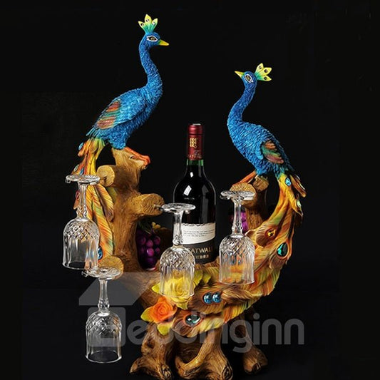 Wunderschönes Pfauen-Weinregal und Flaschenhalter