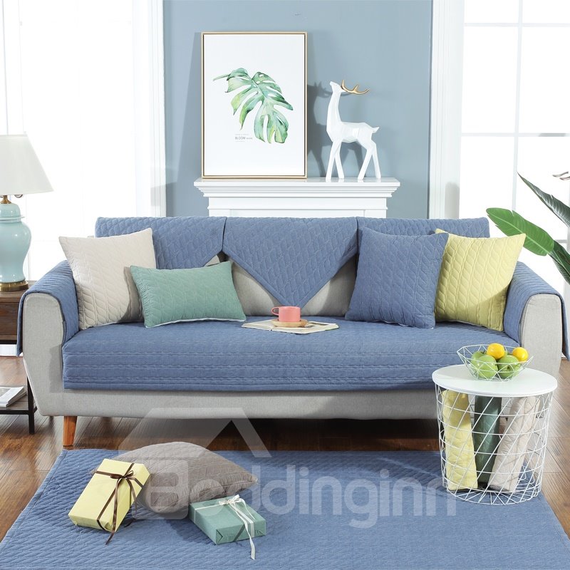 Modern Style Anti-Slip Cotton Pure Color Water Resistant Sofa Covers