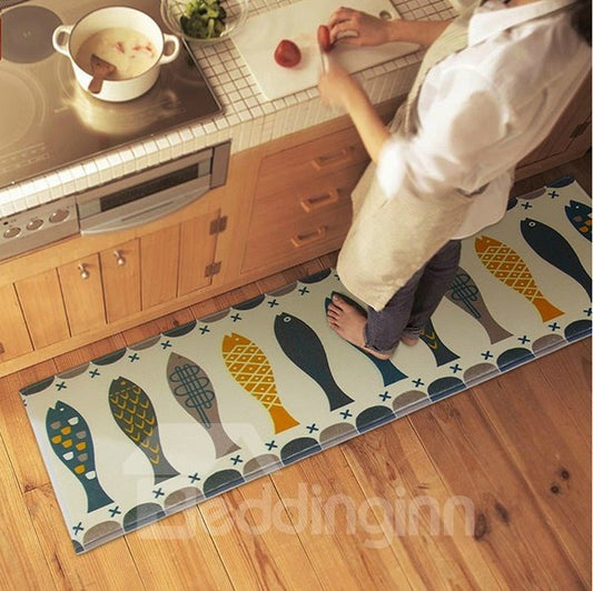Alfombra antideslizante de cocina con diseño de peces creativos
