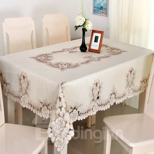 European Style Polyester Embroidery Flower Pattern Dining Room Tablecloth