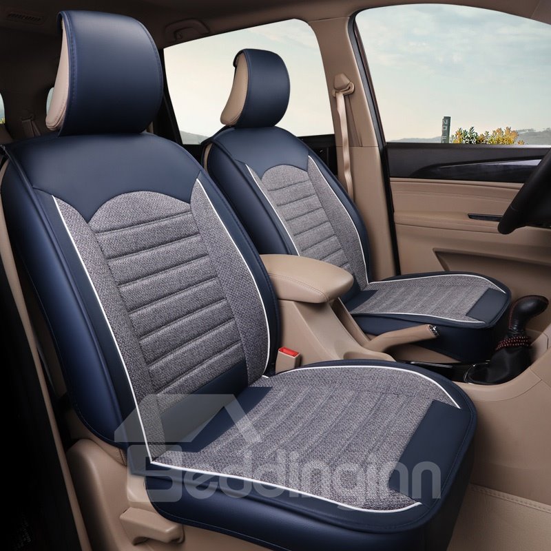 One Front Car Seat Cover Creative Style Geometric Pattern Ice Silk Universal Fit for Sedan Van Truck