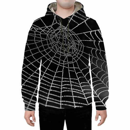 Black 3D Spider Web Printed Hoodie Sweatshirts Sweatpants Tracksuits Streetwear Sets Casual Print Spring Fall Winter Men's Outfit