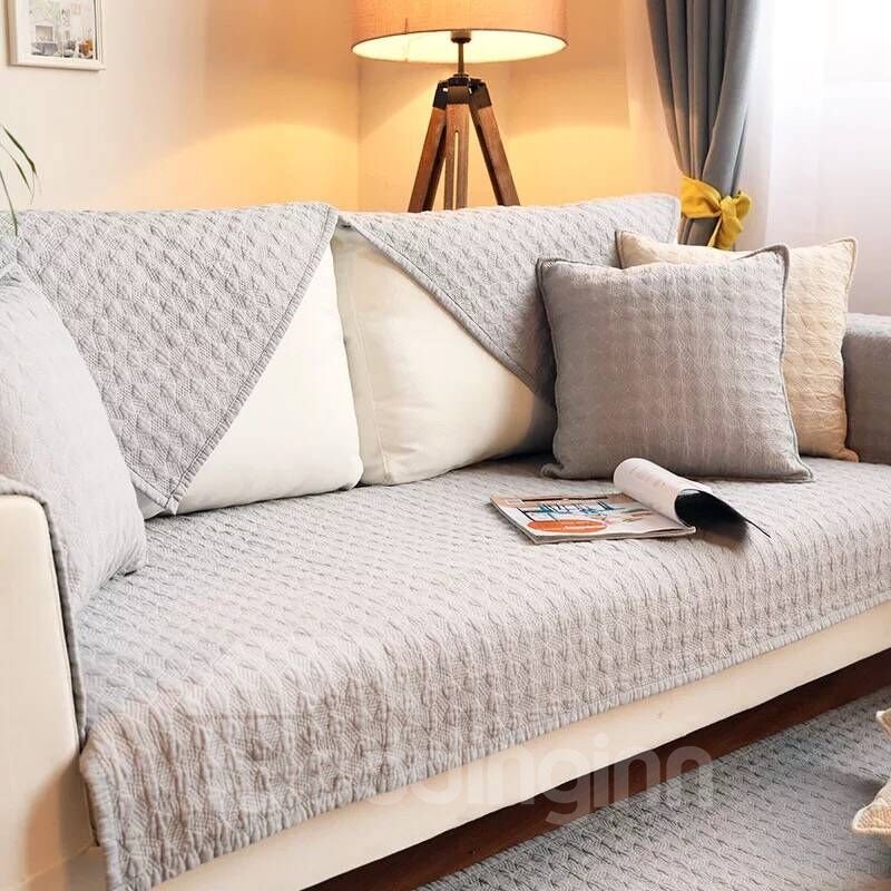 Pure Color Plain Simple Style Cotton Sofa Covers