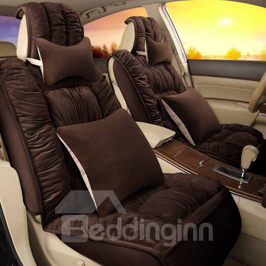 One Front Car Seat Cover Driver and Passanger Seats Protections Winter Warm Seat Cover Universal Fit Accessories for Auto Truck Van SUV