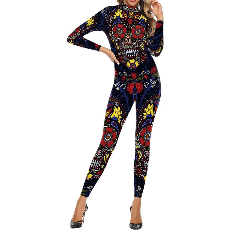 3D Printed Nine Points Sleeve Cosplay Theme Party Jumpsuit Spring Fall Costumes for Women