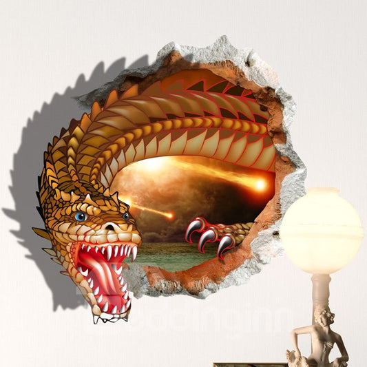 Etiqueta de la pared 3D del dragón mágico de la historieta del diseño creativo