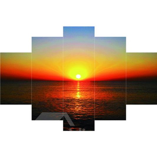 Sunrise and Lake Hanging 5-Piece Canvas Eco-friendly and Waterproof Non-framed Prints