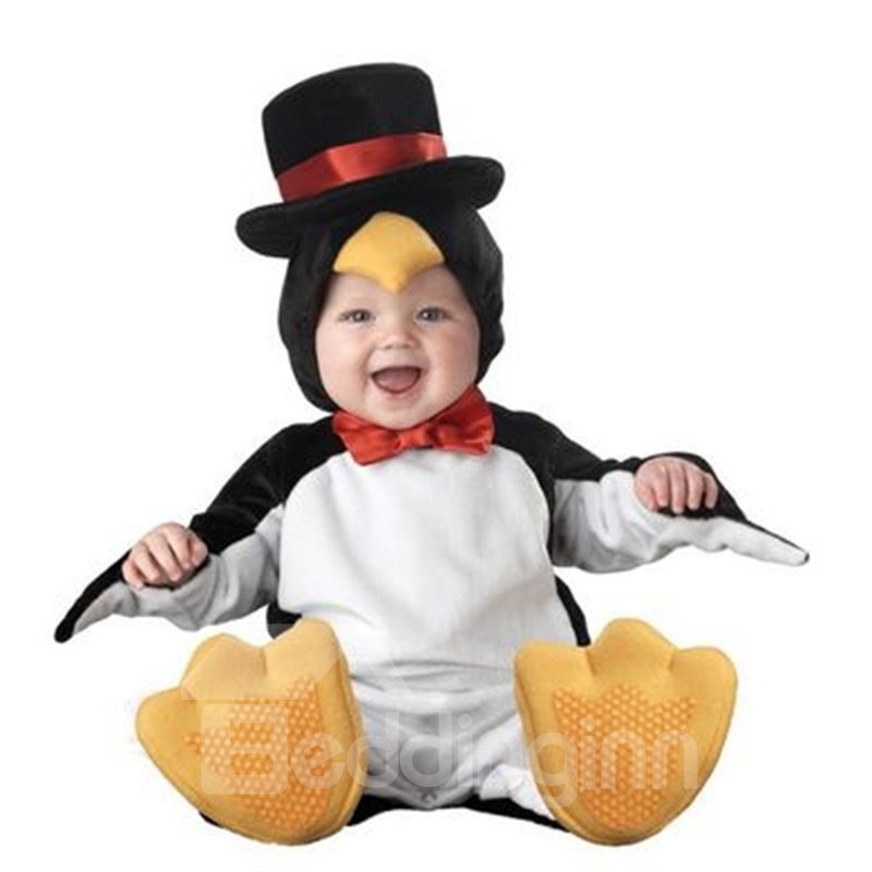Pinguinförmiges Babykostüm aus Polyester in Schwarz und Gelb