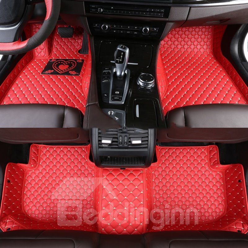 With Heart-shaped Pattern PVC Leather Waterproof Custom Fit Car Floor Mat