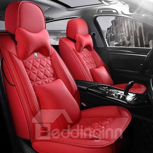 5 Seats Universal Seat Cover for All Seasons High Quality Leather Material Wear-resistant Dirt-resistant and Durable with 2 Headrests and 2 Waist Rests for Auto Truck Van SUV