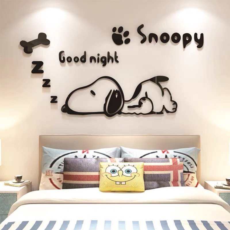 3D Acrylic Wall Sticker Paste Snoop Sleeping Dog Living Room Sofa TV Background Kids Room Wall Decorative Wall Creative Paste