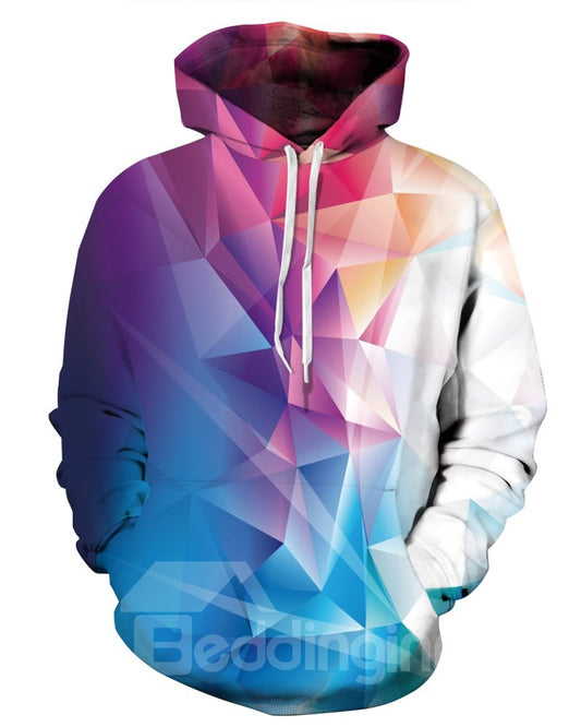 Abstrakte Raute Geometrische 3D Hoodie Paar Student Langarm Unisex Polyester Pullover Mode Pullover Herbst und Winter Hoodies