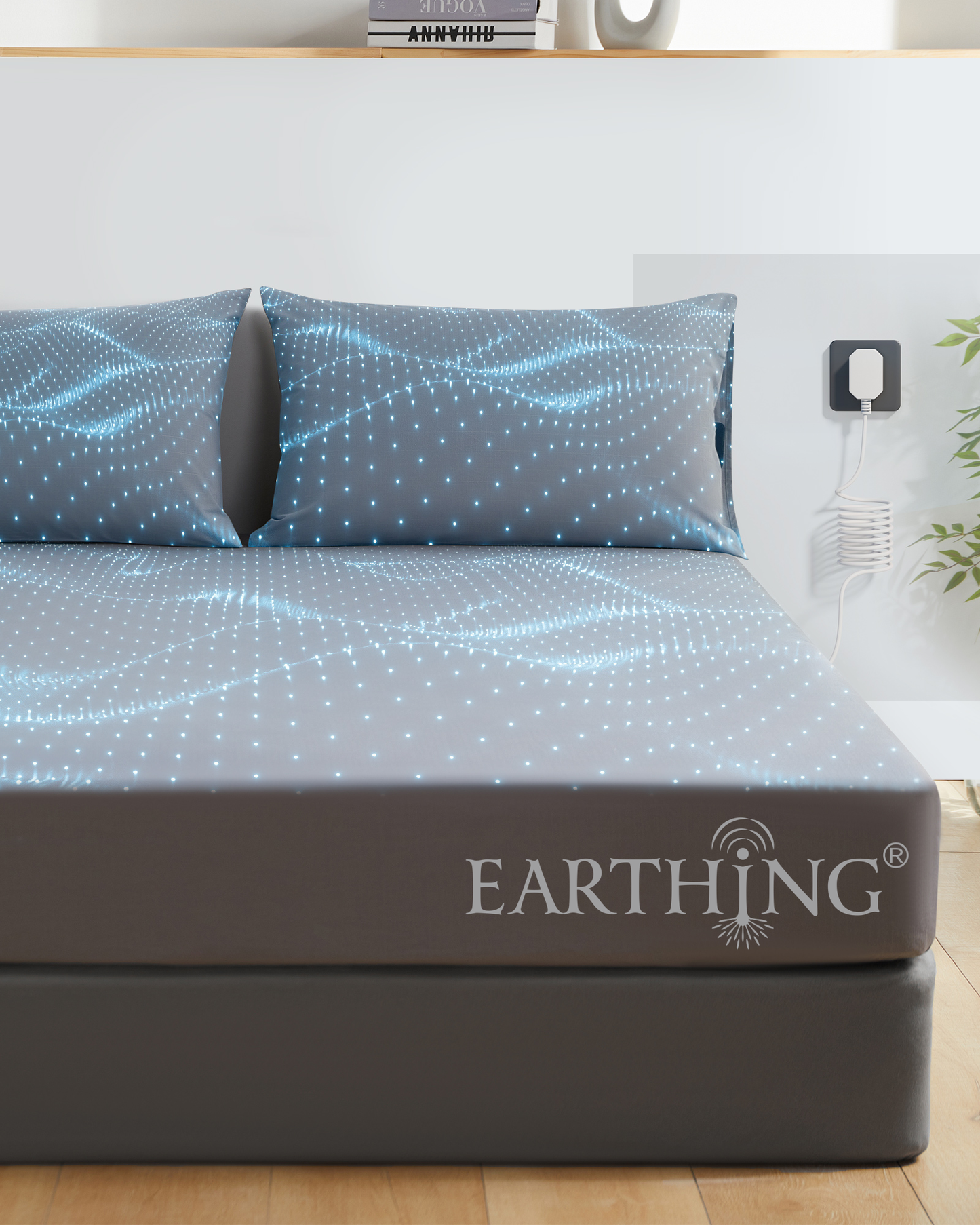 Grounding Fitted Sheet, 400 TC Cotton Conductive Sheet with Silver Fiber, Antimicrobial Healthy Bedding Set