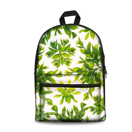 3D Modern Style Simplify Green Leaves Print Rucksack Schultaschen Coole lässige Laptop-Rucksäcke
