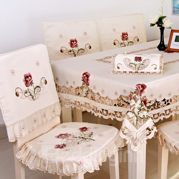 Cubiertas hermosas desprendibles de la silla de la decoración del comedor del estampado de flores de la fibra de poliéster