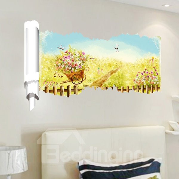 Simple Countryside Style Flowers and Garden Pattern 3D Wall Stickers