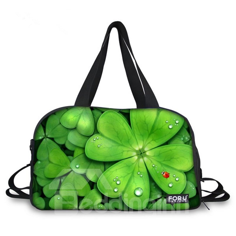 Charming Four Leaf Clover Pattern 3D Painted Travel Bag