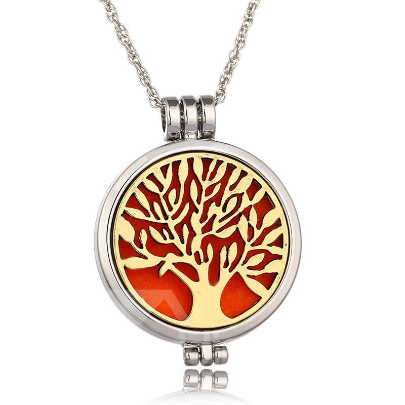 Car Air Freshener Essential Diffuser with Tree of Life Locket Perfume Necklace