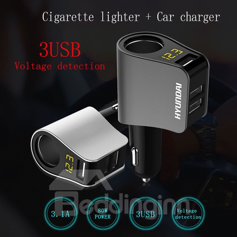 Three-in-one Multi-functional 3USB High-power Phone Charger With Voltage Display