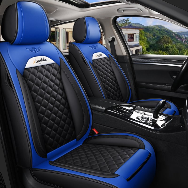 Fundas de asiento de ajuste universal de cuero resistente al desgaste, adecuadas para la mayoría de los automóviles y camionetas de 5 asientos 