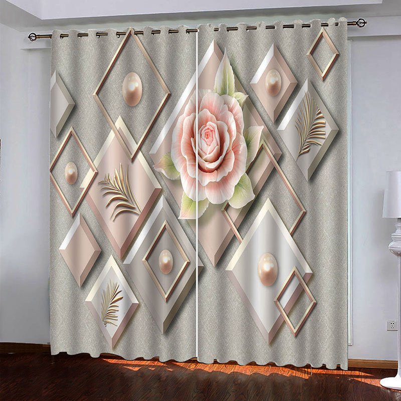 Cortinas opacas decorativas geométricas florales en relieve moderno 3D para sala de estar, cortinas personalizadas de 2 paneles, sin pelusas, sin decoloración, sin forro 