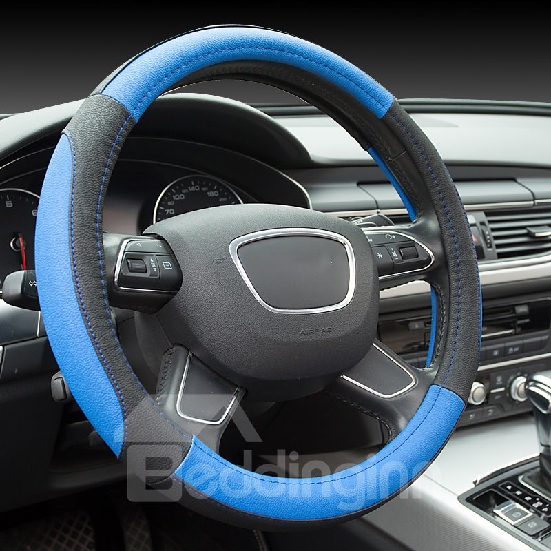 Elegant And Luxurious Healthy Anti-Slip Excellent Grip(Polychrome) PU Leather Steering Wheel Cover Wear-resistant Dirt-resistant Durable And Breathable Not Hurt Hands