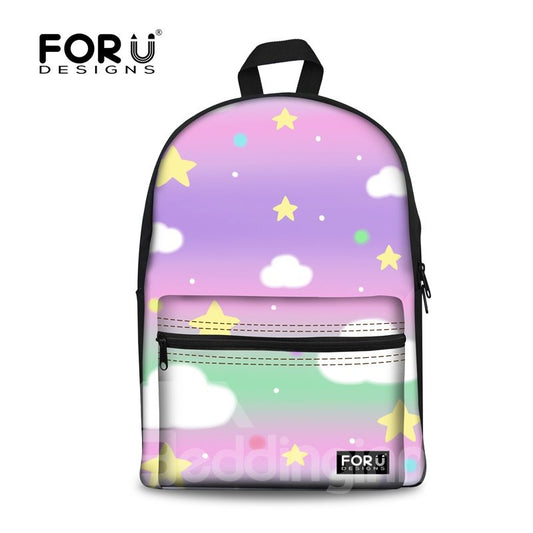 Cloud Star Summer Night Pattern Wasserdichter Outdoor-Wanderschulrucksack mit 3D-Druck
