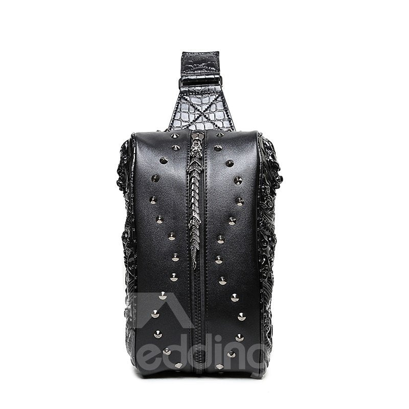 3D Cool Like Eight Circle Backpack PU Leather Shoulder Bag