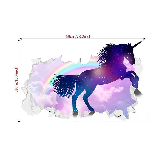 3D Unicorn Rainbow Waterproof Removable Self-adhesive 3D Wall Stickers Room Decorations