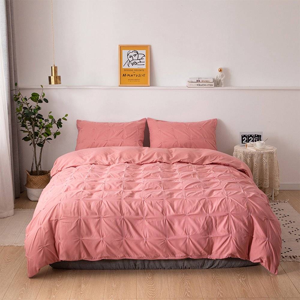 Solid Color Duvet Cover Set Machine Wash Three-Piece Set Reactive Printing Polyester Bedding Sets