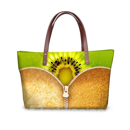Kiwi Fruit Pattern Waterproof Sturdy 3D Printed for Women Girls Shoulder HandBags