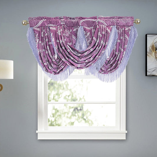 European Jacquard Floral Window Valance Polyester Short Curtain for Kitchens Bathrooms Basements & More