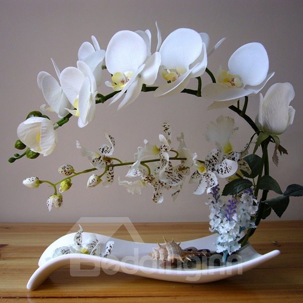 Juego de flores artificiales y macetas Phalaenopsis, poliuretano, decoración del hogar, flores artificiales decorativas