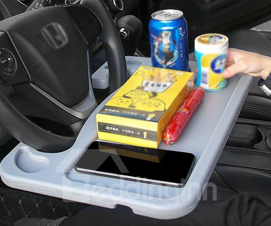 1 unidad de escritorio con volante, tableta portátil, iPad o portátil, mesa de viaje para coche, gancho para comer comida en la bandeja del volante para viajeros constantes, se adapta a la mayoría de los vehículos