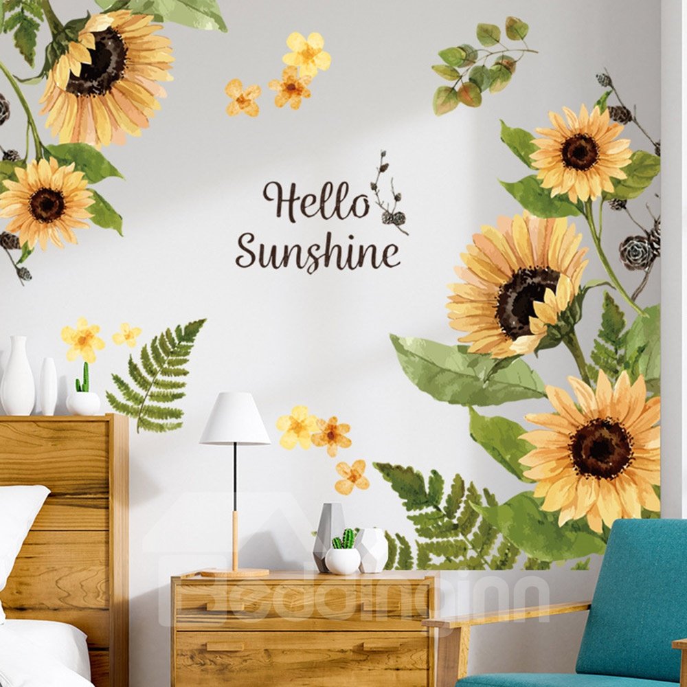 Calcomanías de pared de girasol, pegatinas de pared impermeables autoadhesivas extraíbles, decoraciones de pared DIY