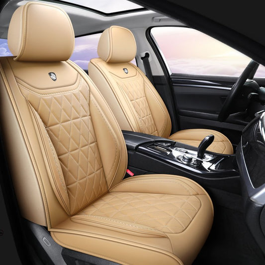 5-teiliges wasserdichtes Nappaleder-Autositzschutz-Komplettset, universell passend für die meisten 5-Sitzer-Limousinen, SUVs, Pick-ups, verschleißfest, kratzfest und wasserdicht 